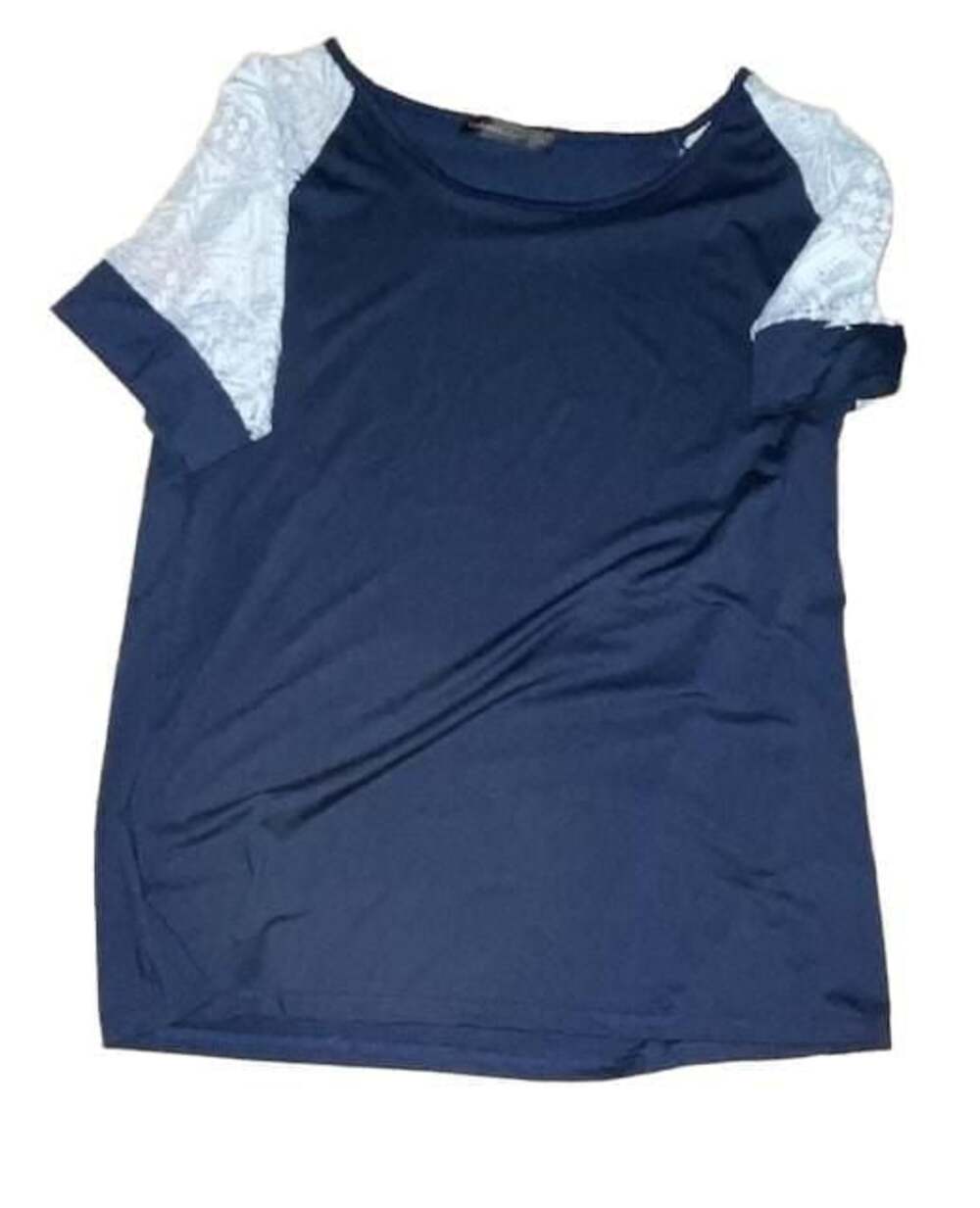 Celmia Collection Womens 3XL Blue Shirt With Lace Short Sleeves